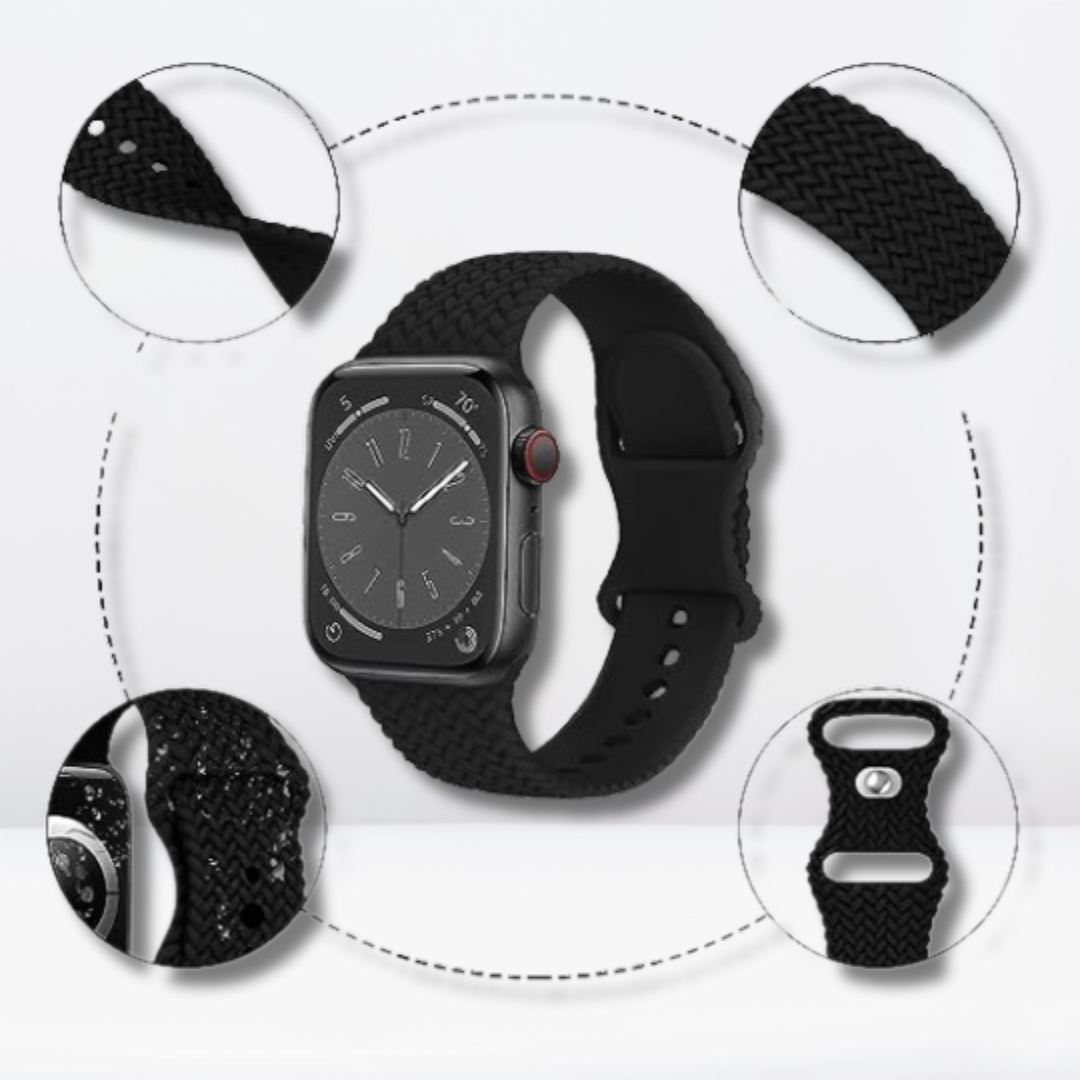 Woven Pattern Silicone iWatch Strap (Black Color)