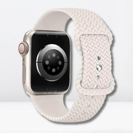 Woven Pattern Silicone iWatch Strap (White Color)