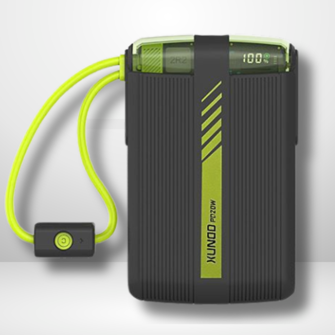 XUNDD PD 20W FAST CHARGE POWER BANK WITH DUAL CABLES (Neon Green/Black)